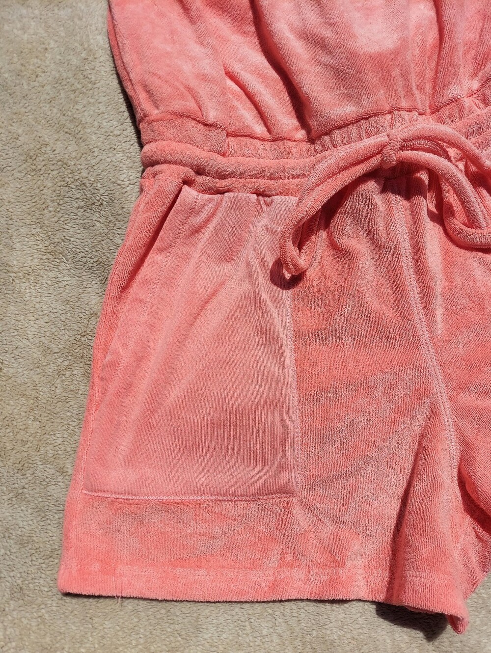 Mono B Coral Terry Strapless Romper Womens Size Smalk NWT Y2K Barbie Resortwear - Picture 3 of 7